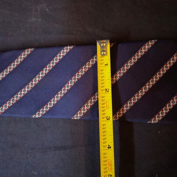Yves Saint Laurent Blue Red White Silk Tie Designer Preppy - Picture 6 of 6